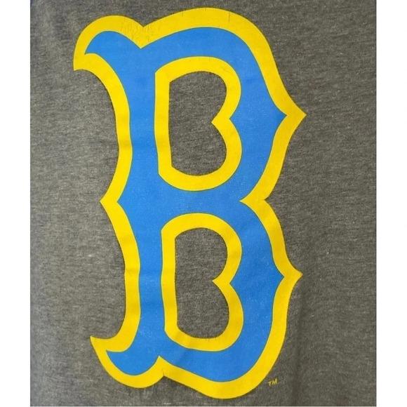 UCLA Bruins Raglan Long Sleeve T-Shirt Blue/Gray/Yellow. National Collegian Tee - Picture 5 of 7